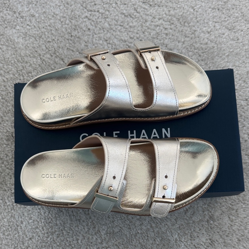 Cole Haan Marisol Footbed Soft Gold Sandals, Size: 7, 8 & 9 Available, NWT